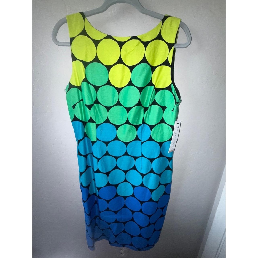 NWT Leslie Fay Dress Womens 12 Multicolor F2119853 Circle KneeLength Retro Spot